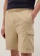 Beige cotton-blend cargo pocket Bermuda shorts, relaxed fit_3