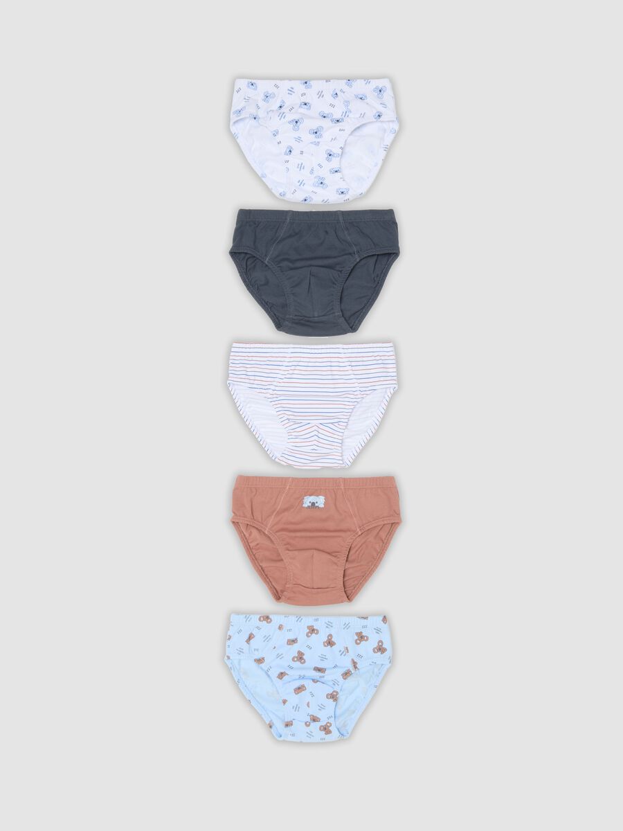 Pack of five multicolour boys&rsquo; briefs in pure organic cotton_0
