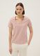 Pink pure cotton regular fit V-neck T-shirt_0