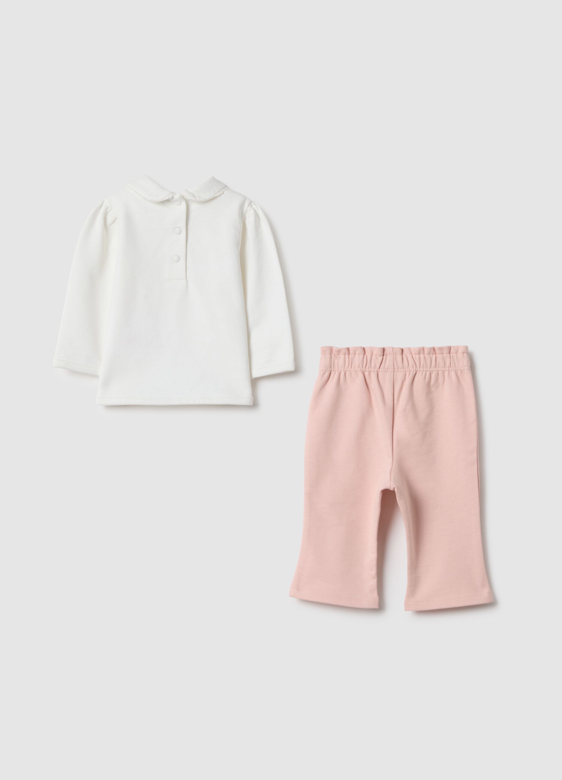 Multicoloured pure cotton sweatshirt set and trousers for infant girls regular fit