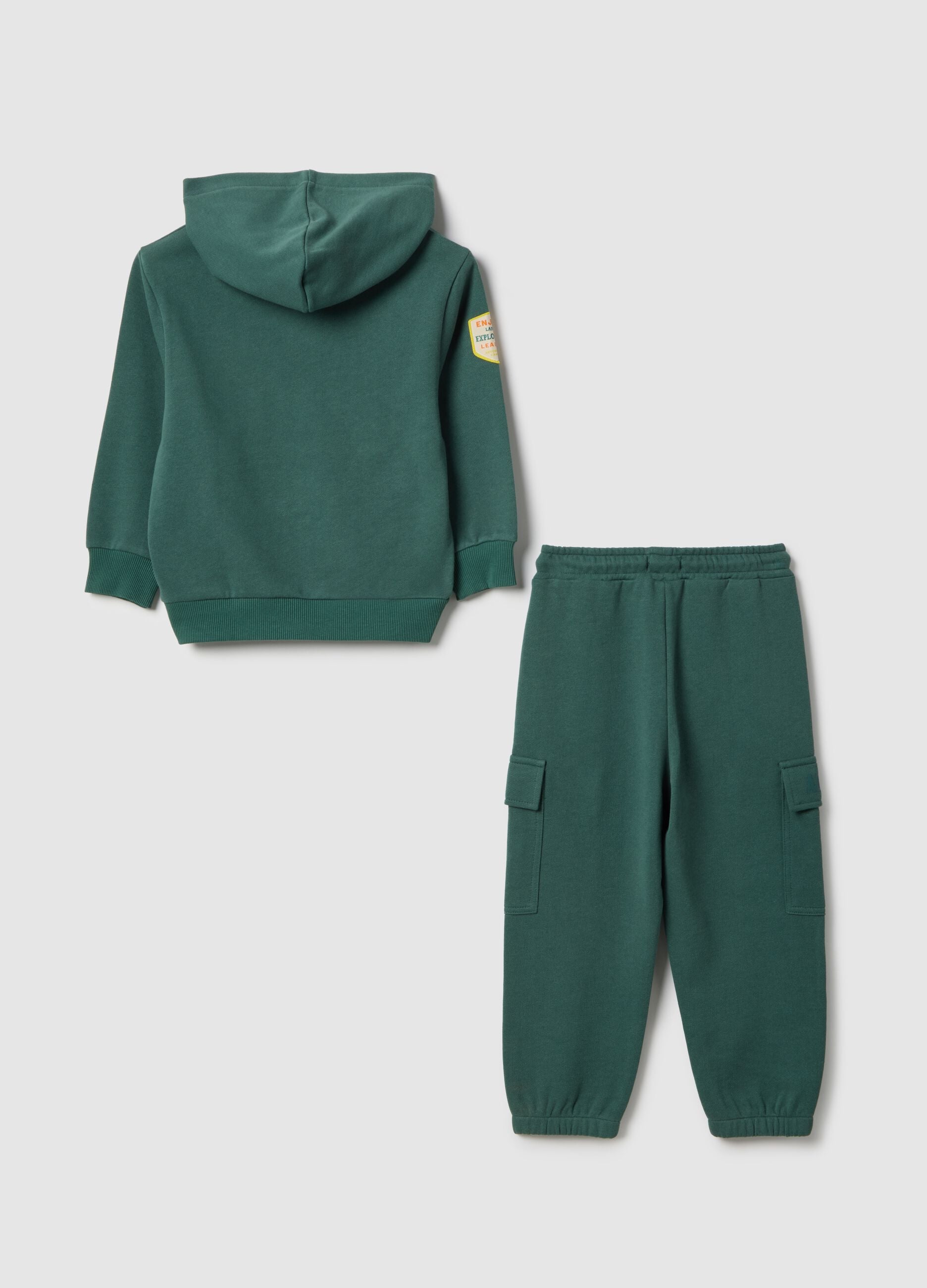 Children's green cotton blend regular fit jogging set
