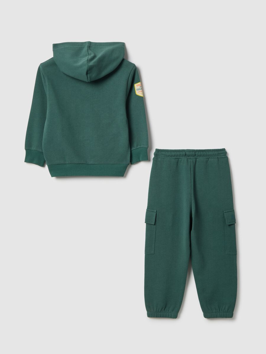 Children's green cotton blend regular fit jogging set_1