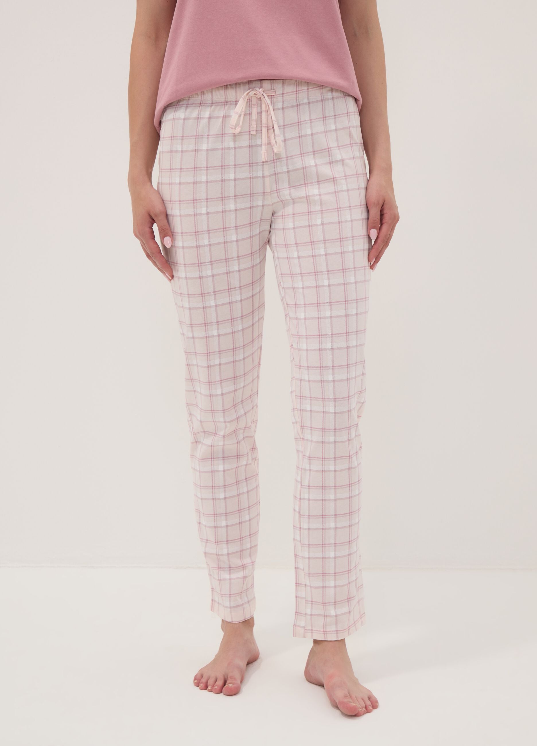 Multicolour pure organic cotton check pyjama trousers