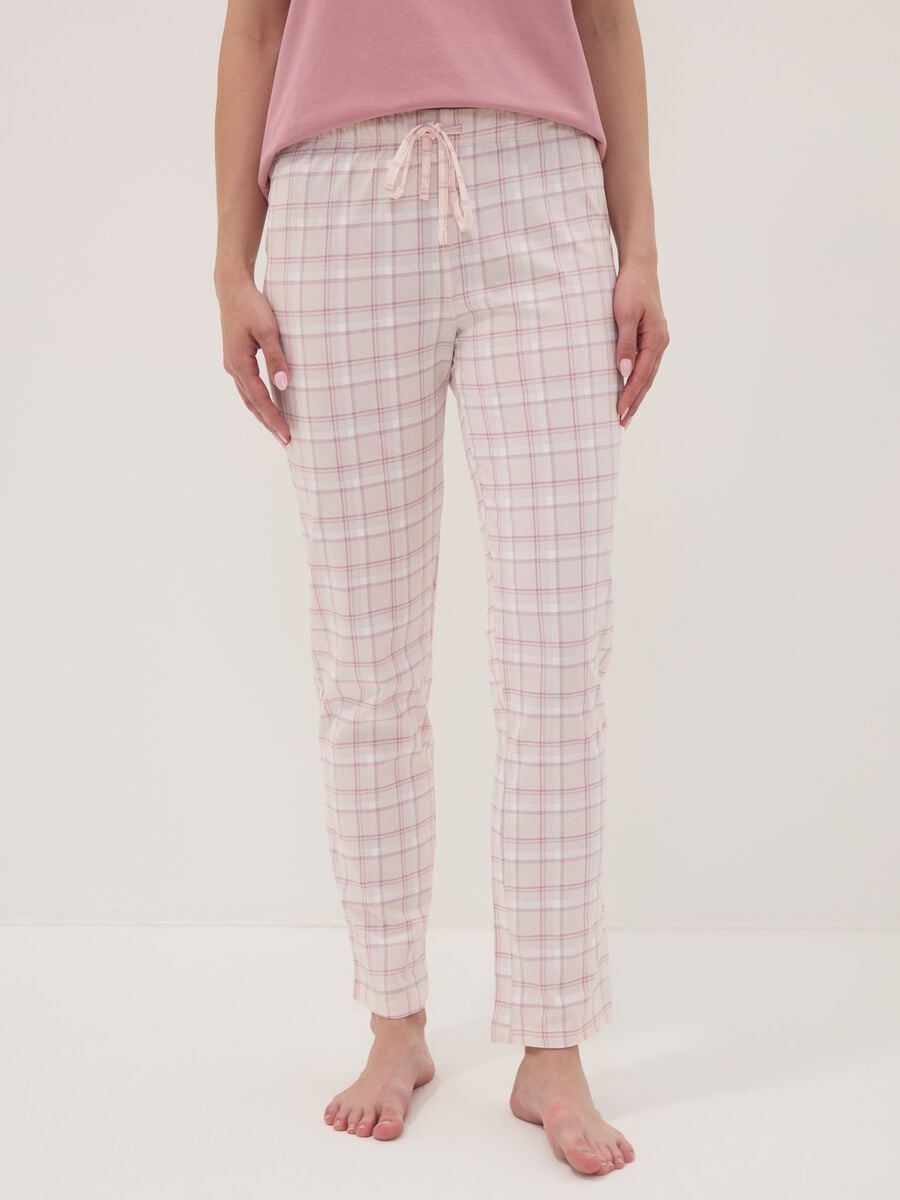 Multicolour pure organic cotton check pyjama trousers_1