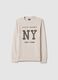 Beige crew-neck sweatshirt for boys in pure cotton regular fit with print_3
