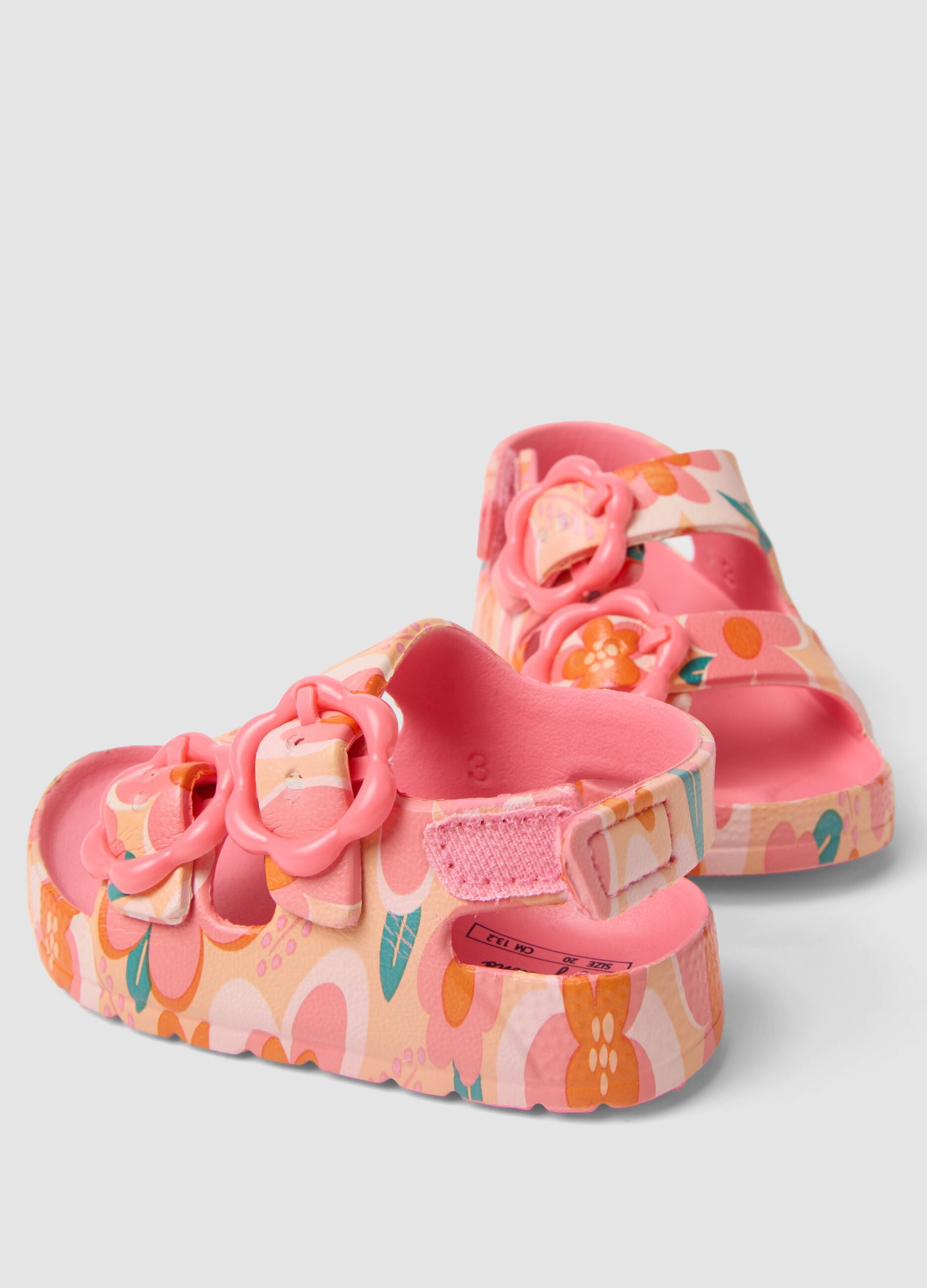 Multicolour baby girl sandals with floral print