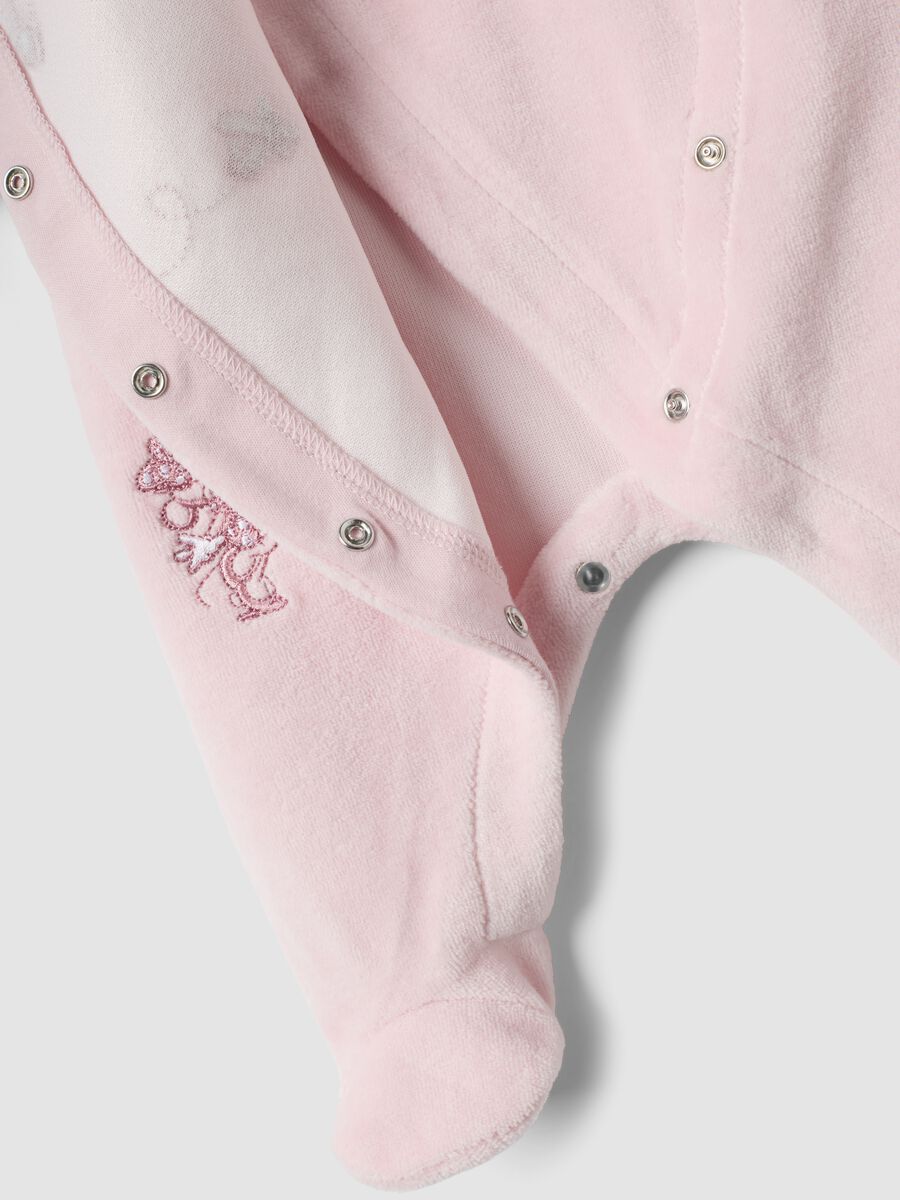 Pink Minnie-themed organic cotton-blend babygrow with feet for baby girl_3