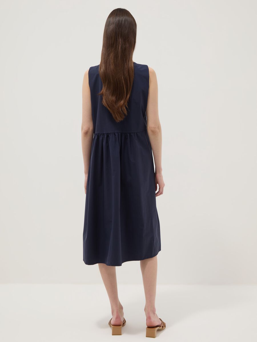 Blue pure cotton midi dress with oversized fit_3