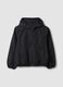Black hooded rain jacket with zip for girls_0