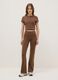 Brown flare leggings in stretch cotton_0