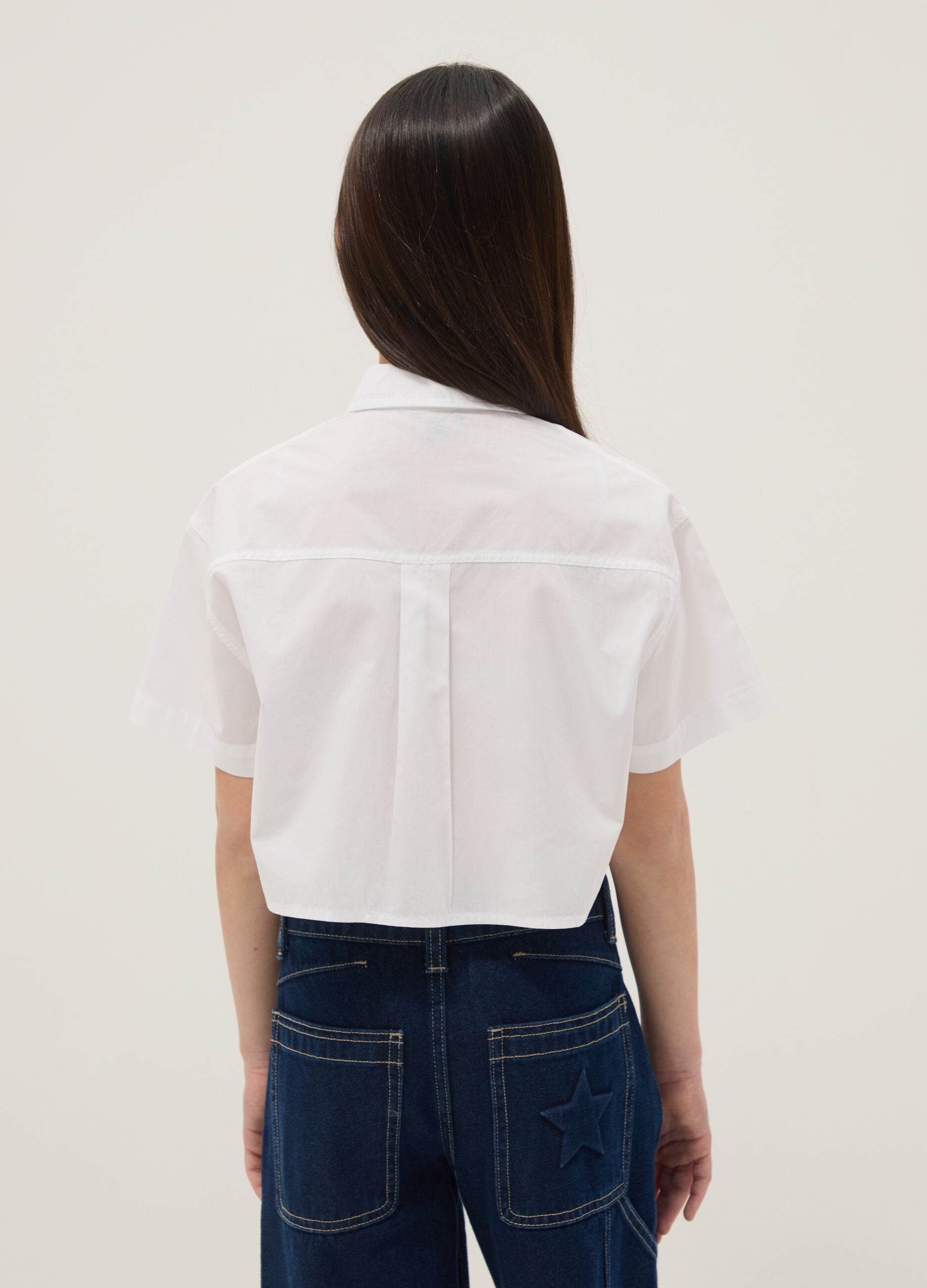White short sleeve pure cotton regular fit shirt