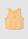 Orange fitted stretch cotton girls&rsquo; vest top with embroidery_3
