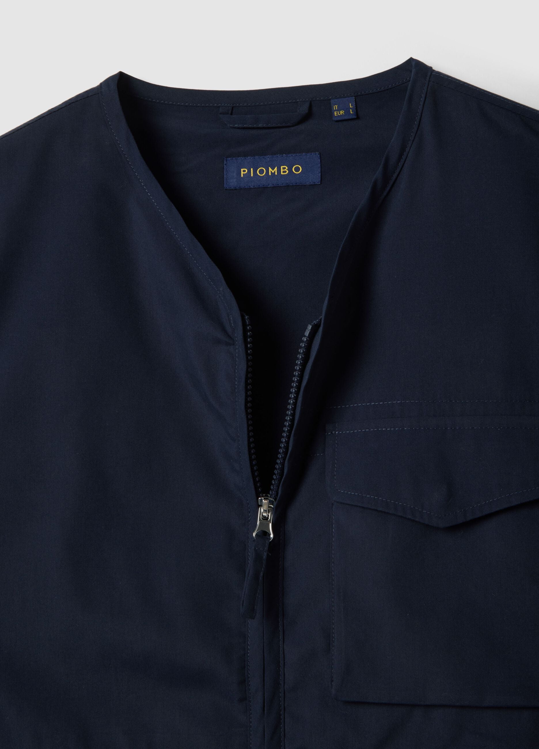 Blue regular fit gilet with zip and front pockets