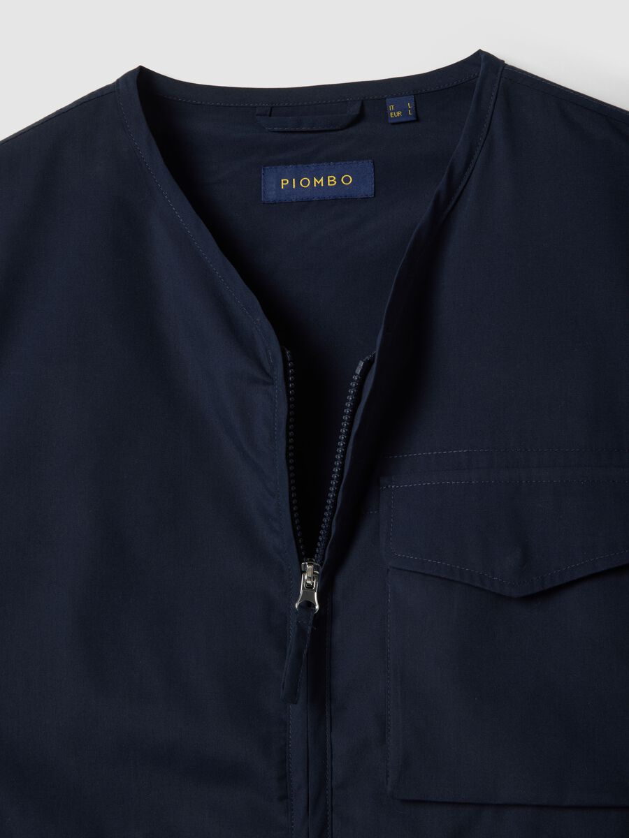 Blue regular fit gilet with zip and front pockets_5