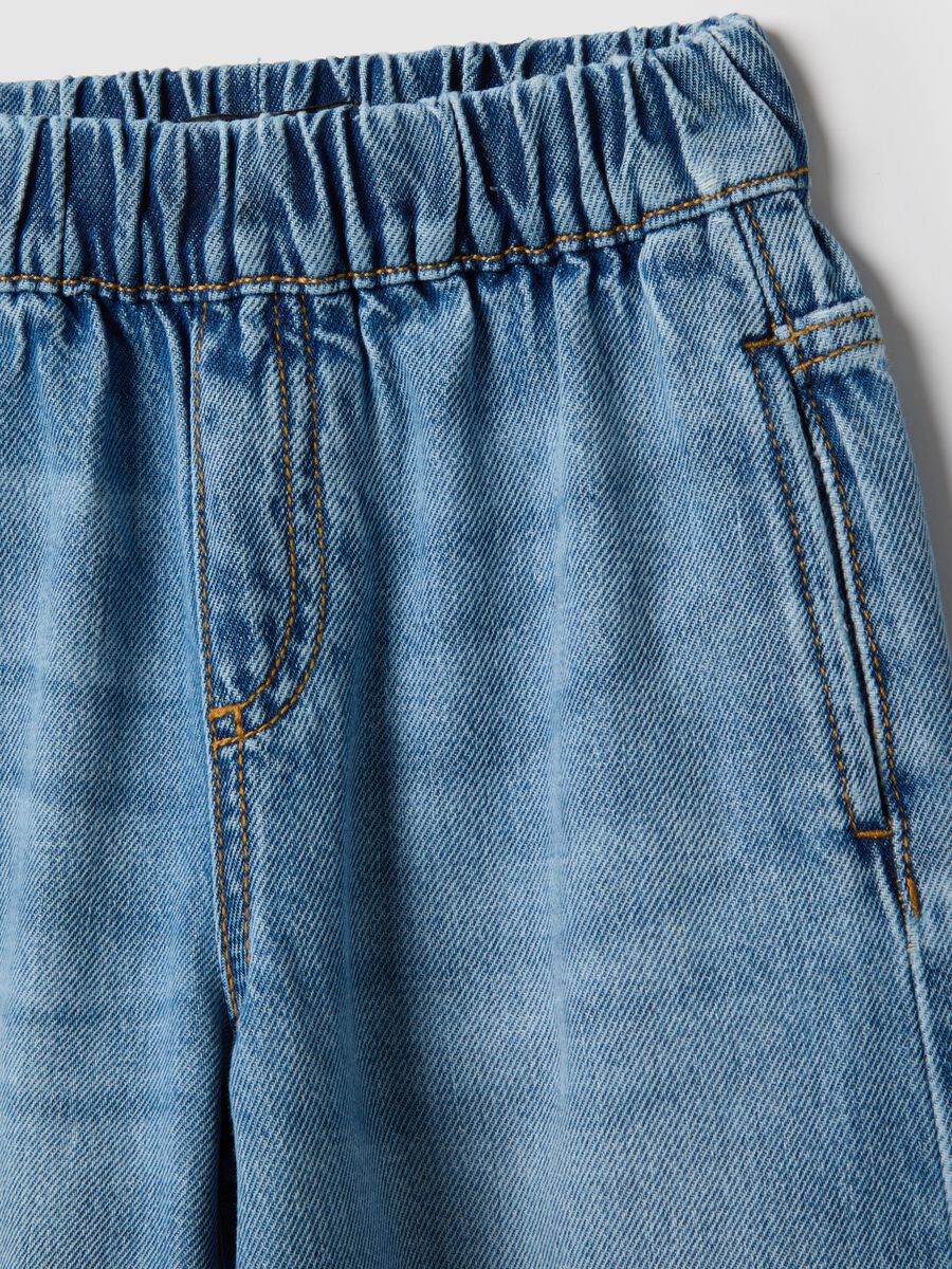 Girls' wide-leg blue pure cotton jeans_2