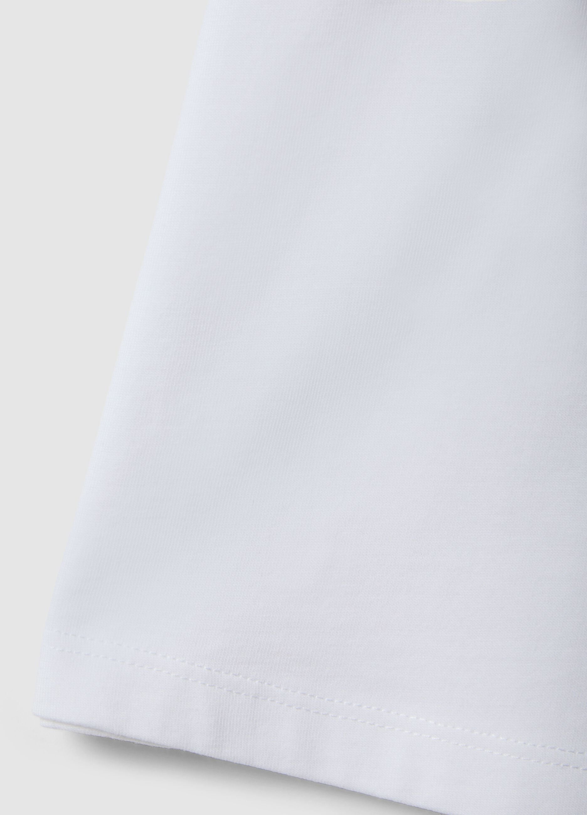 Girls' white pure cotton t-shirt regular fit with print