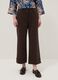 Brown wide leg stretchy cotton blend trousers regular fit_1