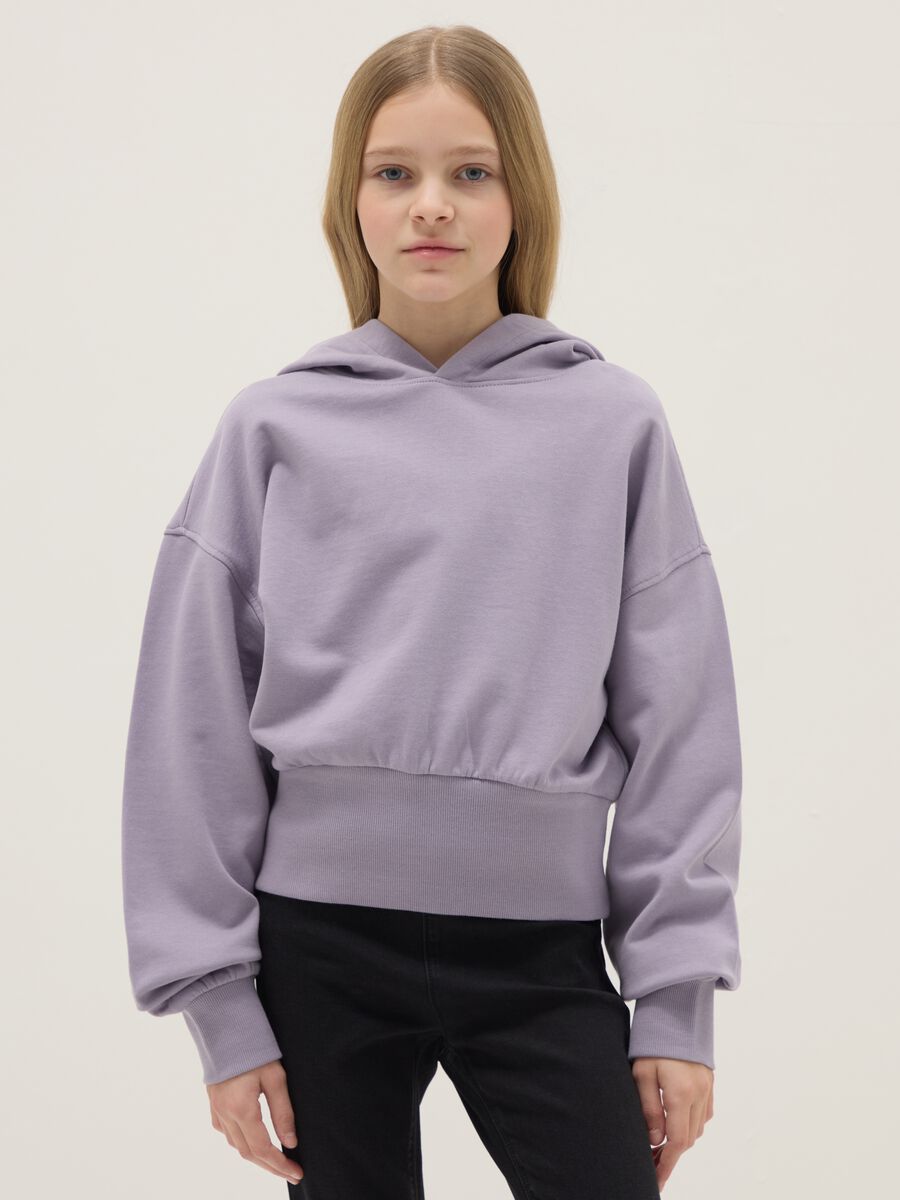 Girls' Pure Cotton Purple Hoodie with Relaxed Fit_0
