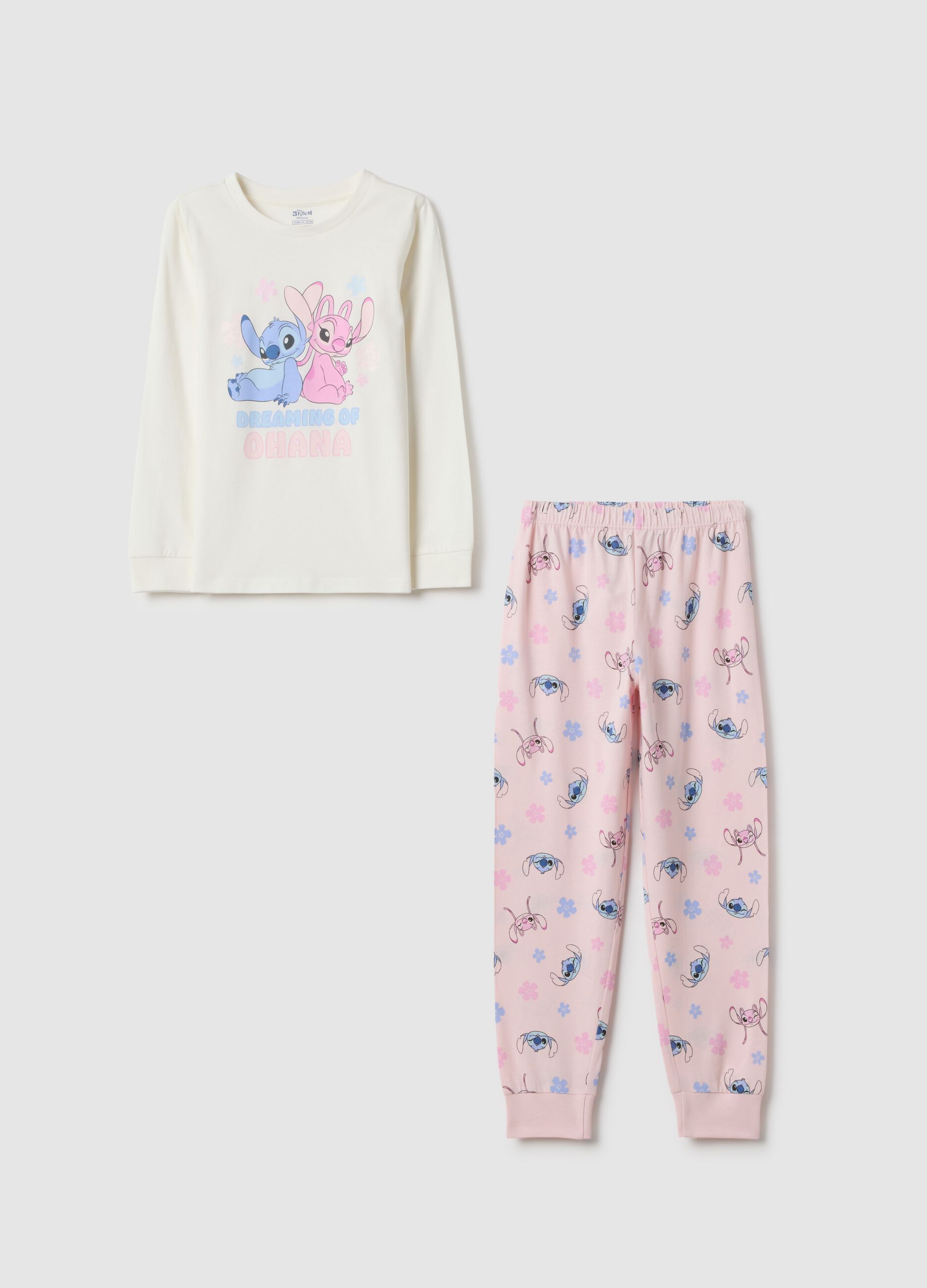 Multicolour pure cotton pyjamas regular fit with Stitch print