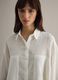 White oversized fit linen blend shirt_0