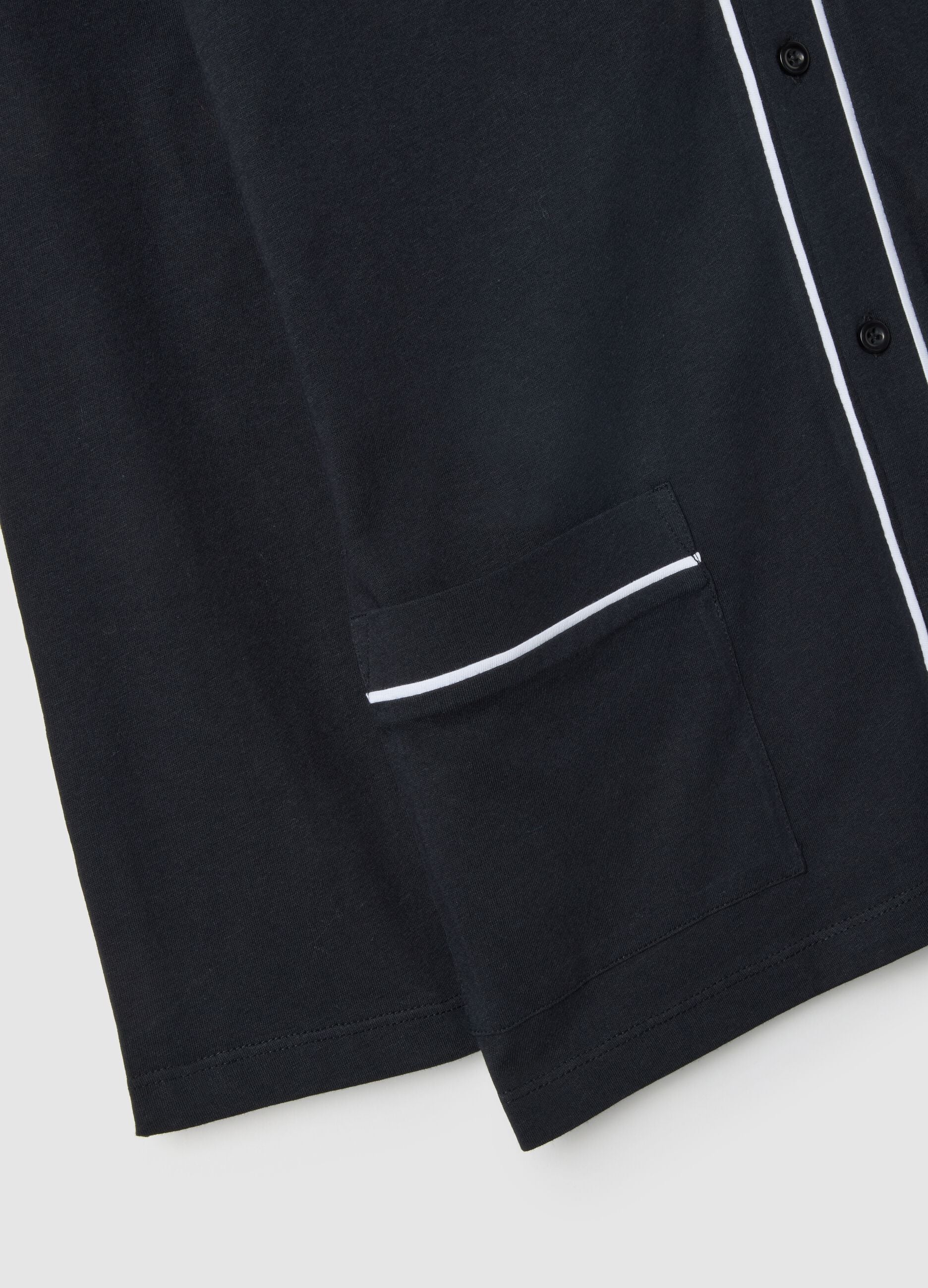 Regular fit black pure cotton pyjamas with contrasting details