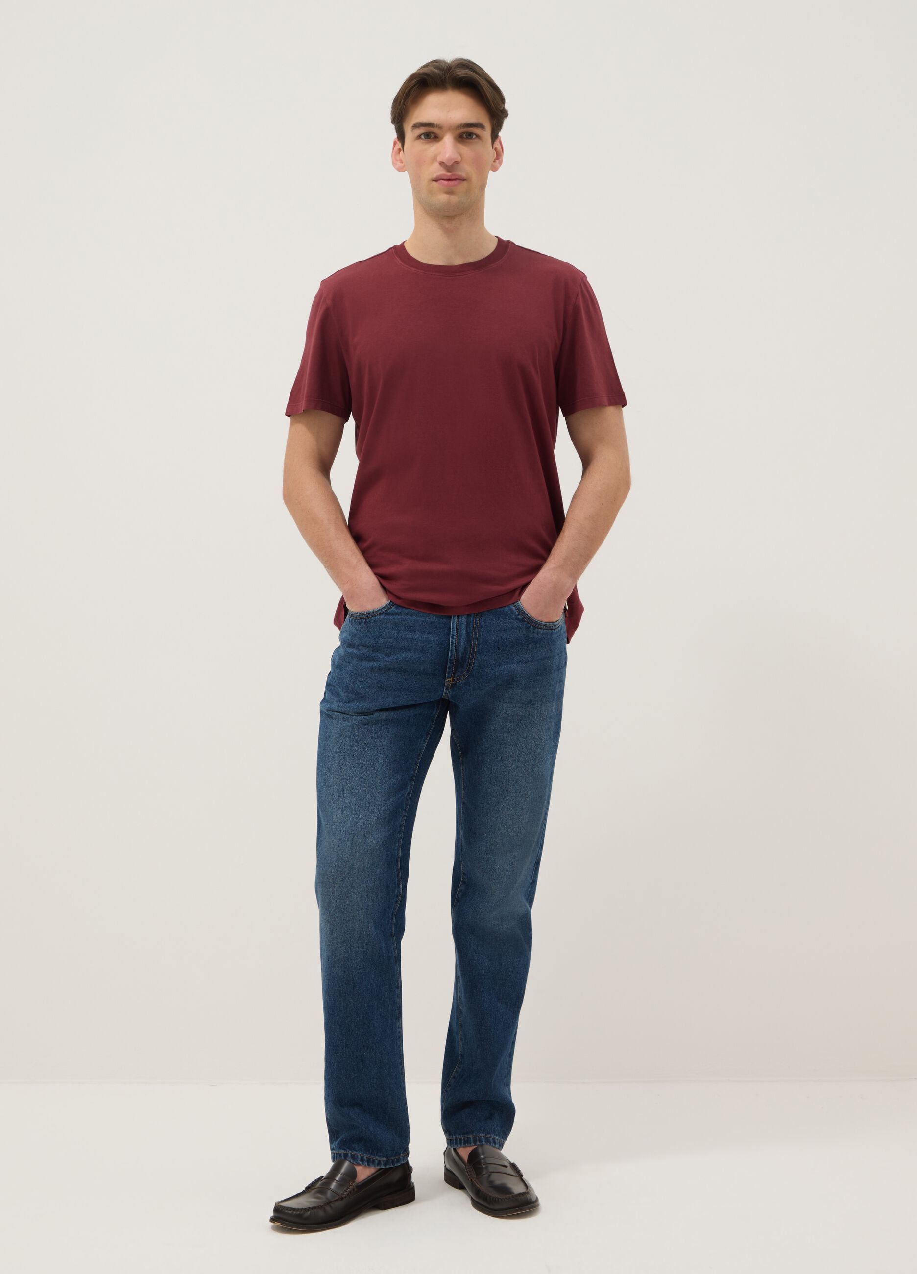 Burgundy pure cotton T-shirt