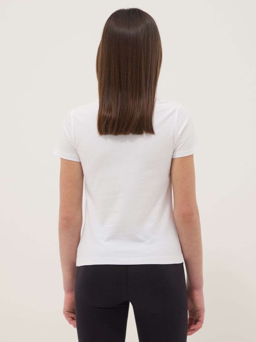 Girls' regular fit white pure cotton T-shirt with phrase_1