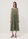 Green sleeveless pure cotton dress with tiered skirt, regular fit_1