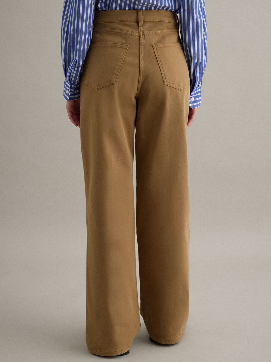 Straight Brown Stretch Cotton Chino Trousers_3