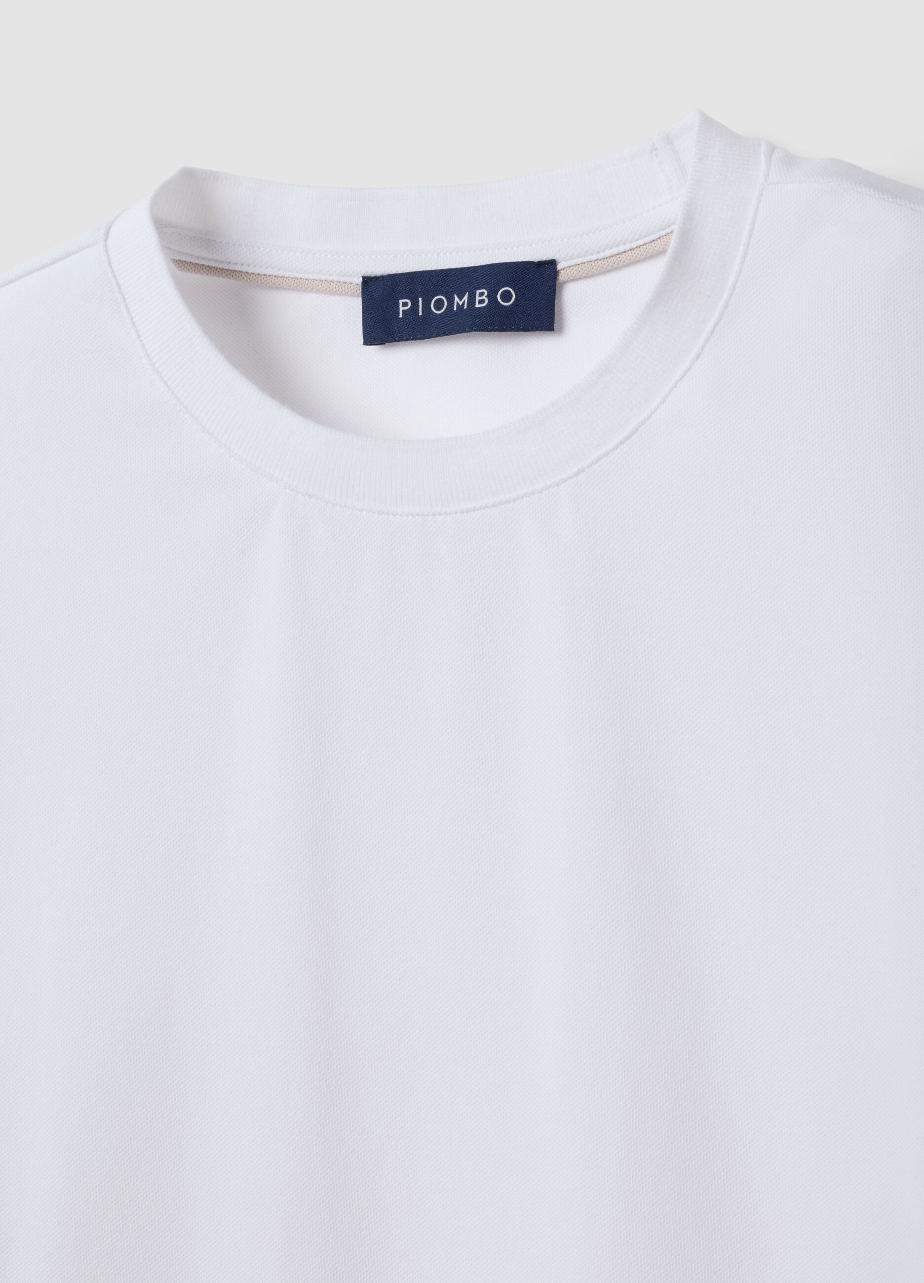 White regular-fit stretch piqu&eacute; cotton-blend T-shirt, Easy Dry