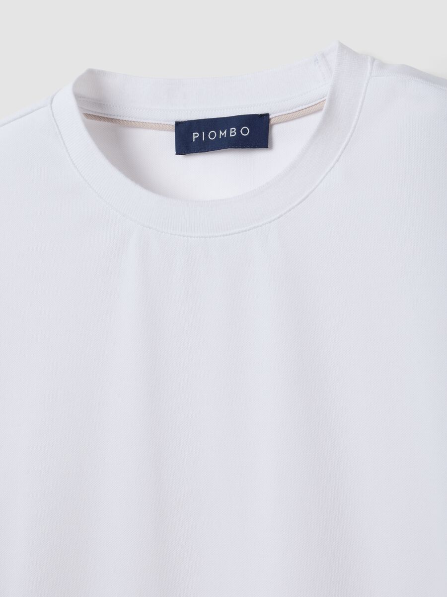 White regular-fit stretch piqu&eacute; cotton-blend T-shirt, Easy Dry_5