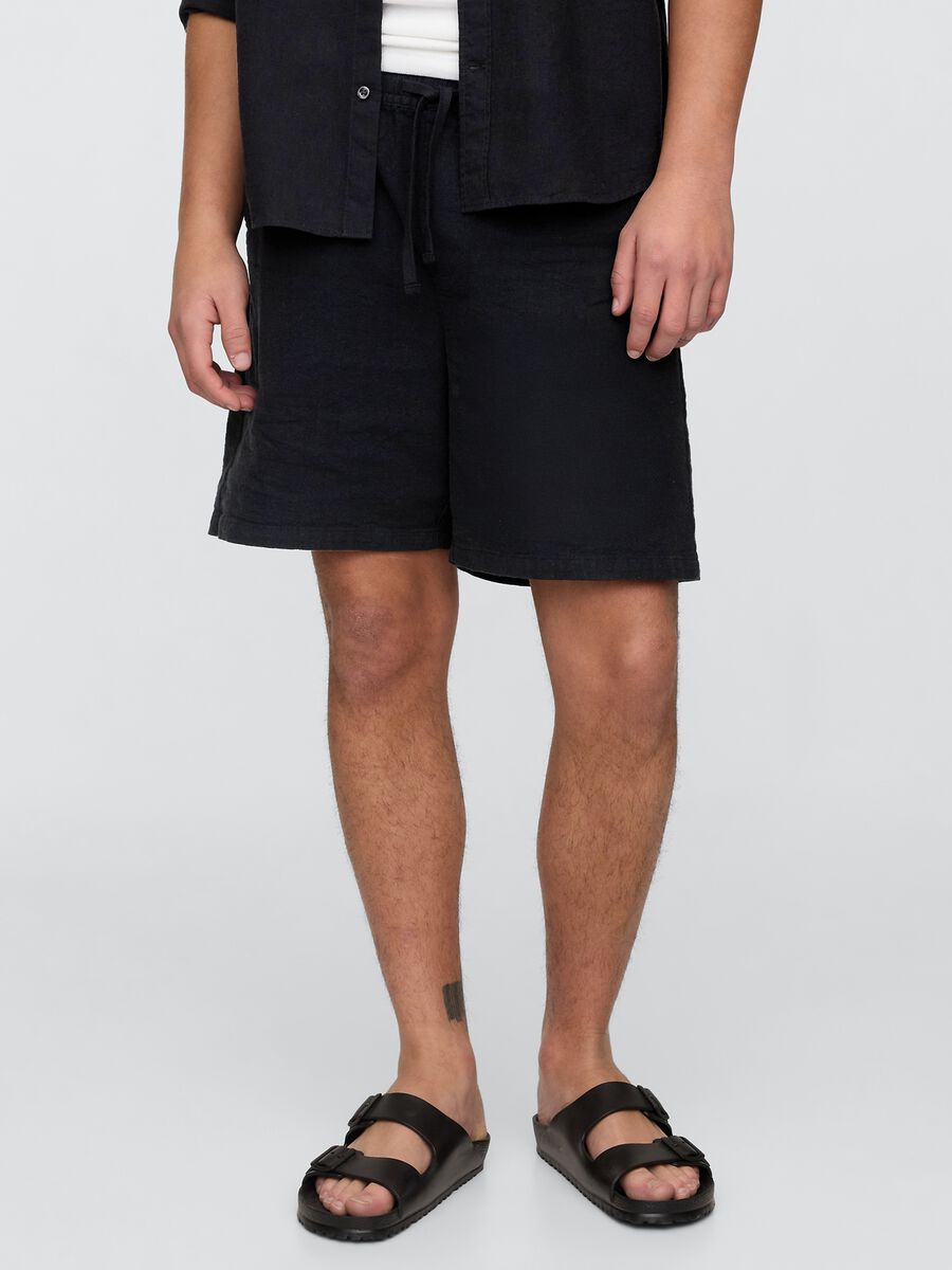 Cotton and linen blend shorts_1