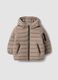 Beige ultralight quilted hooded jacket for boys_0
