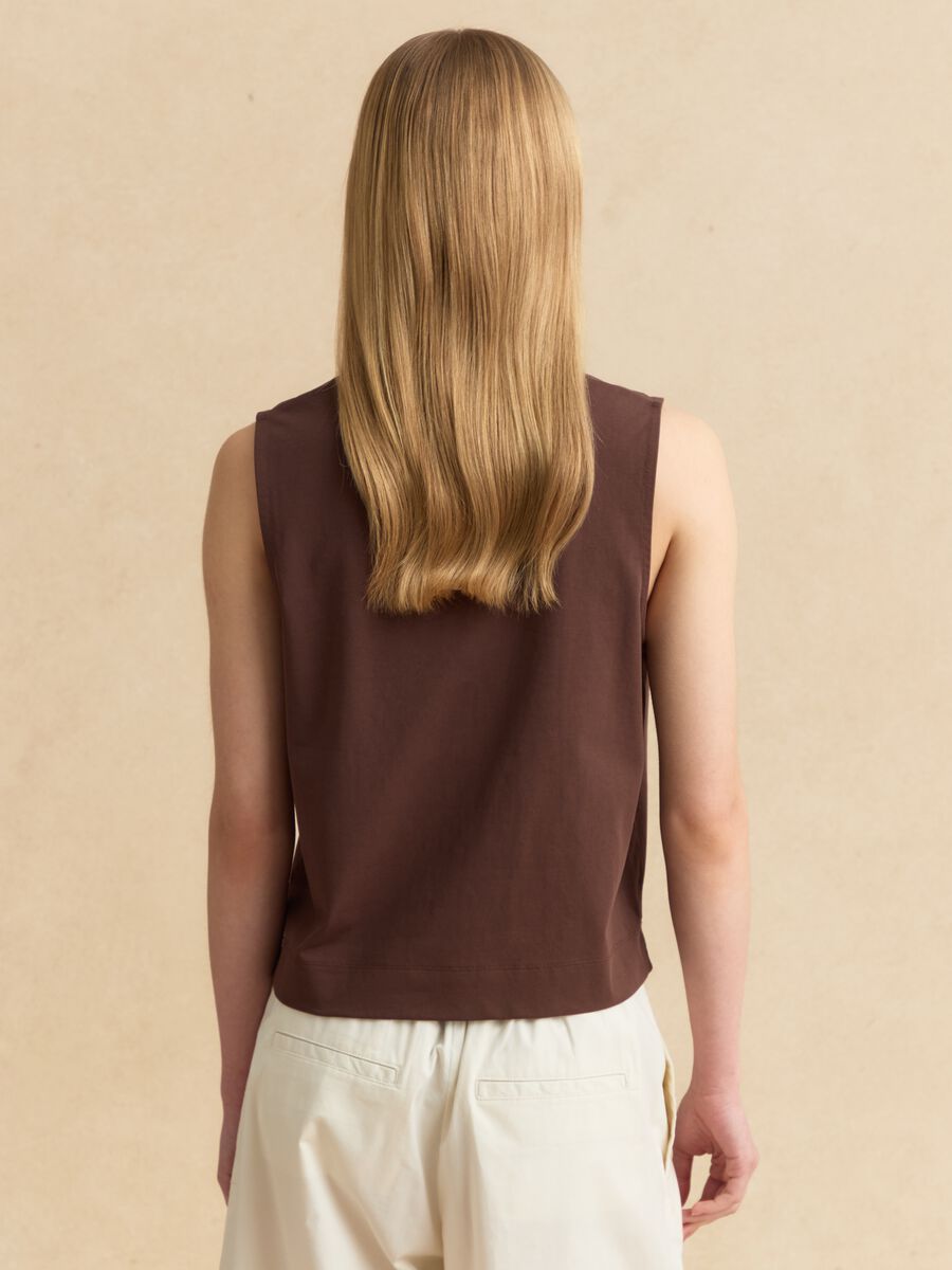 Tank top marrone in misto cotone regular fit_3