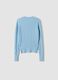 Sky-blue fitted viscose-blend cable-knit crew-neck jumper for girls_1