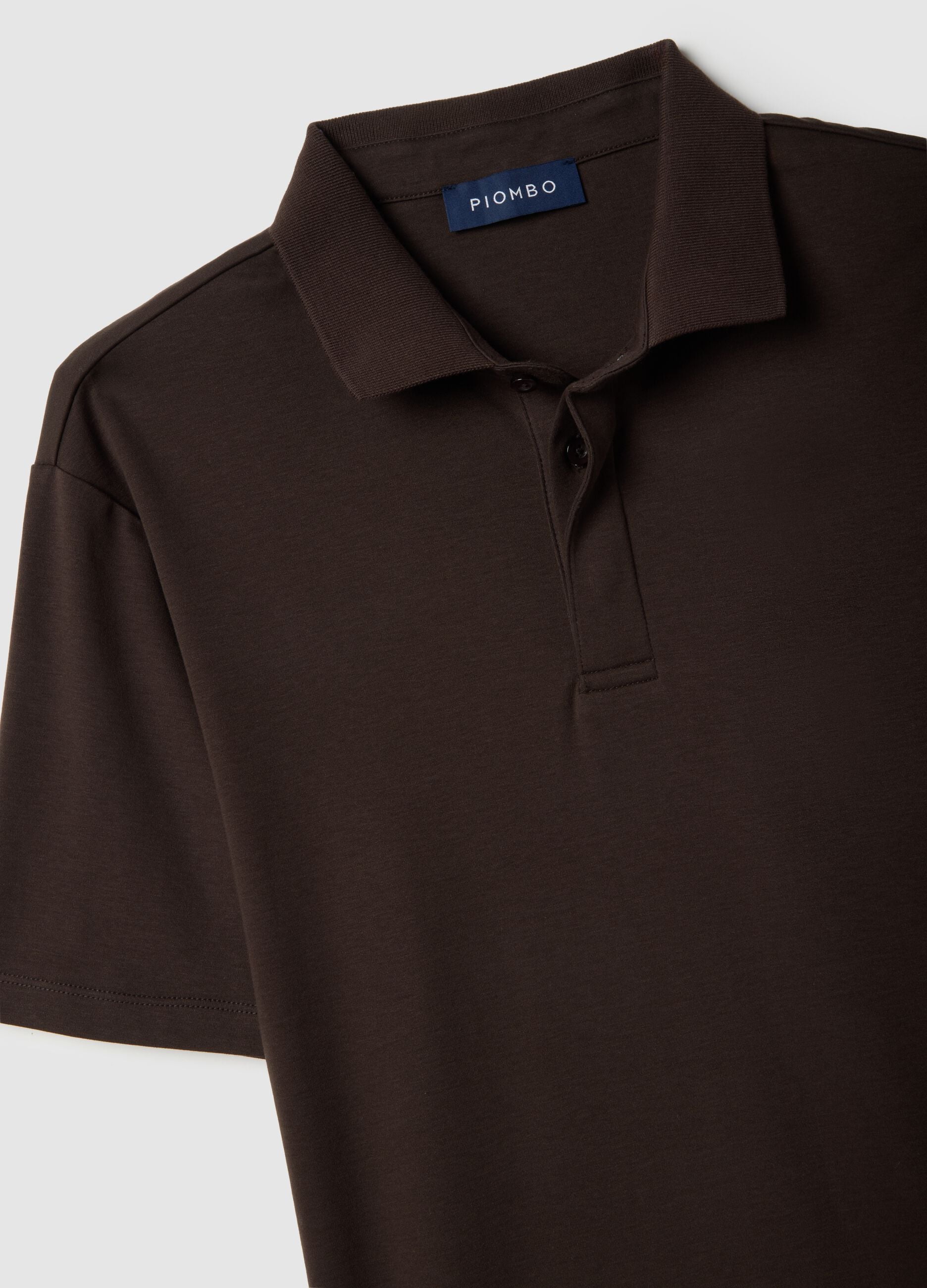 Polo marrone in puro cotone mercerizzato regular fit