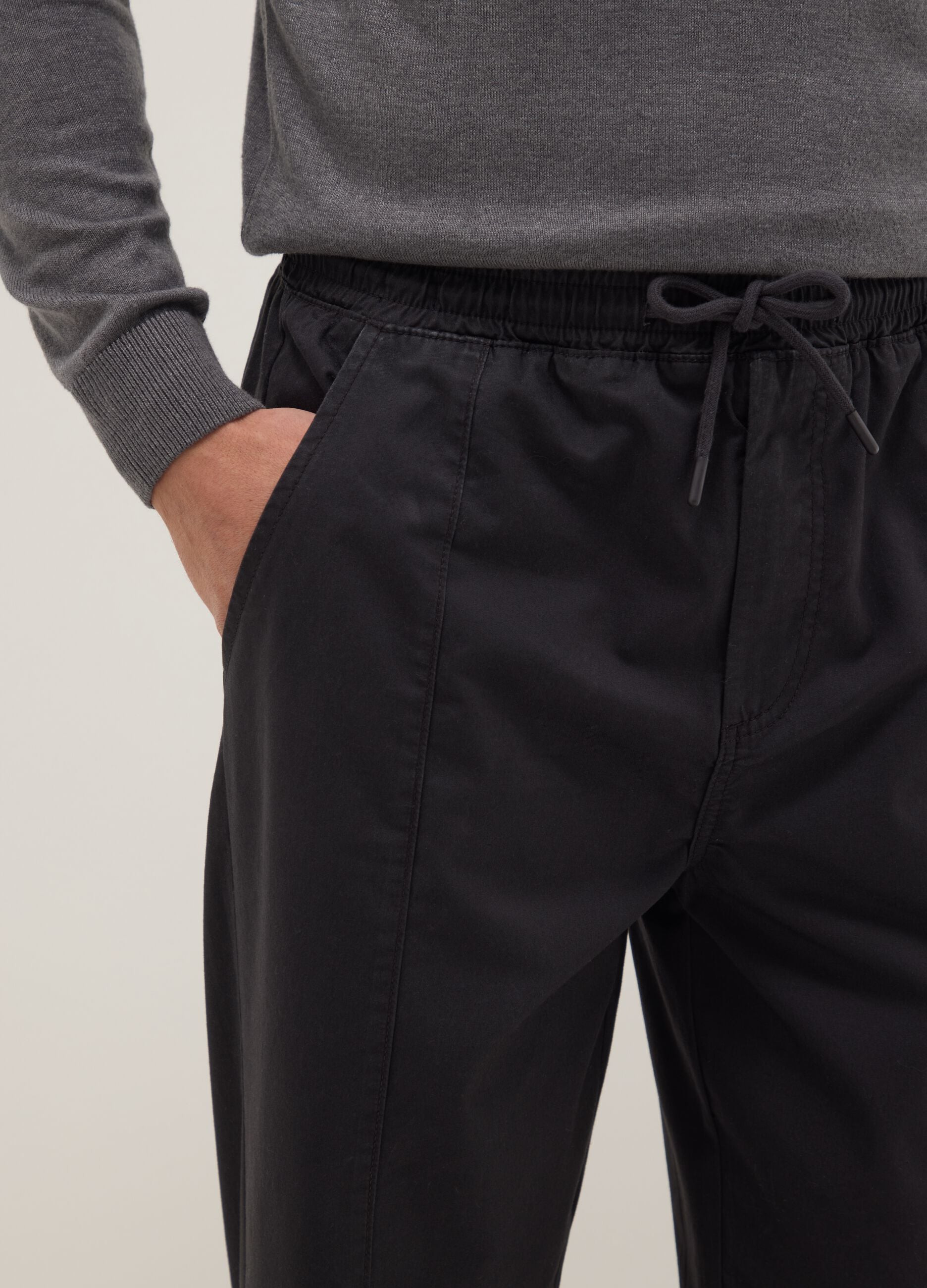 Pantaloni chino in puro cotone nero slim fit