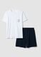 White and blue pure cotton jersey pyjamas, regular fit_4