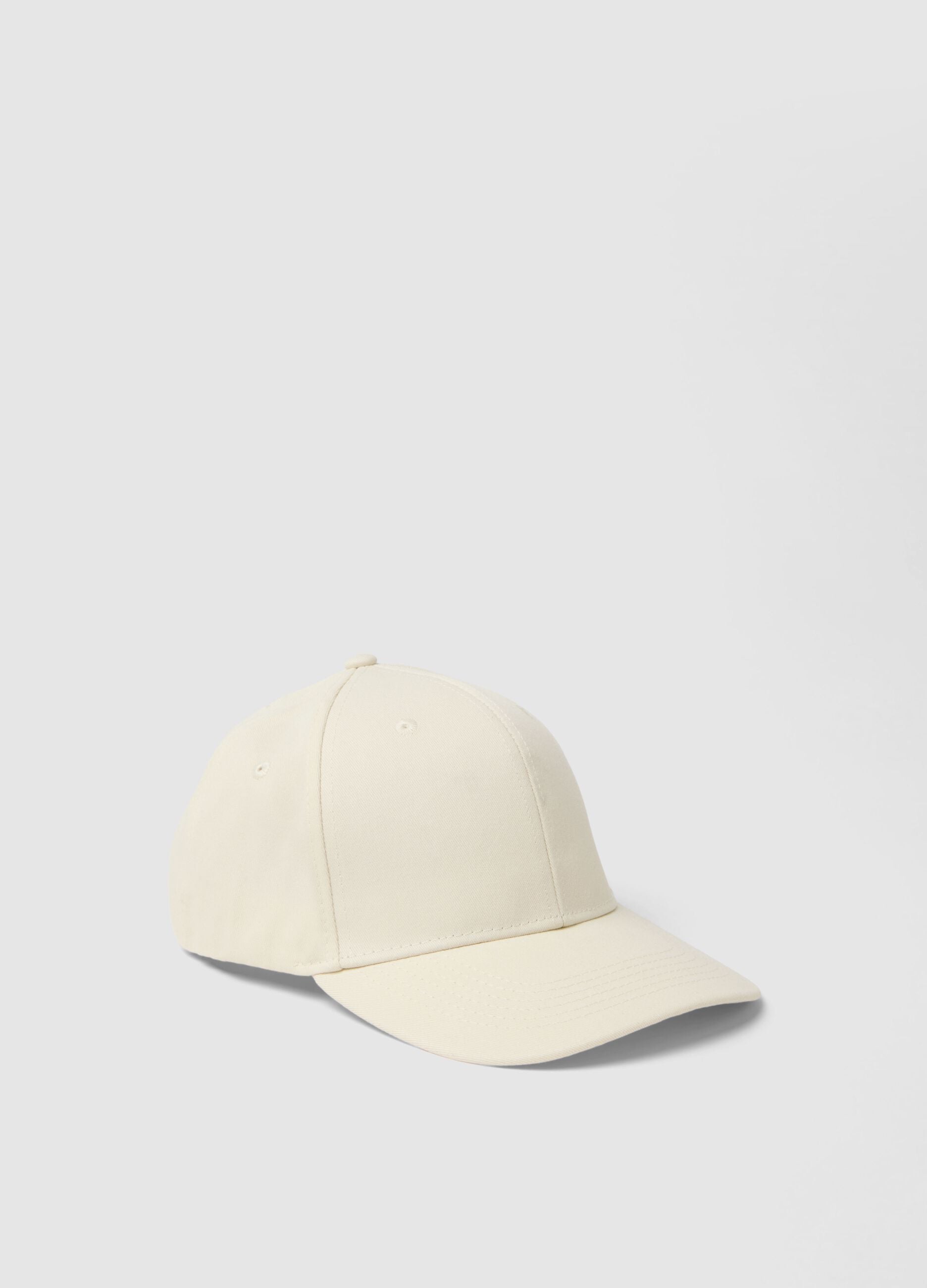 Beige pure cotton baseball cap with adjustable closure