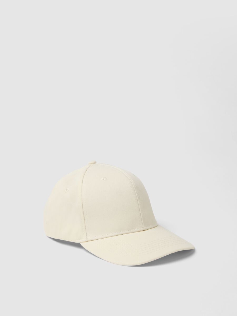 Beige pure cotton baseball cap with adjustable closure_0