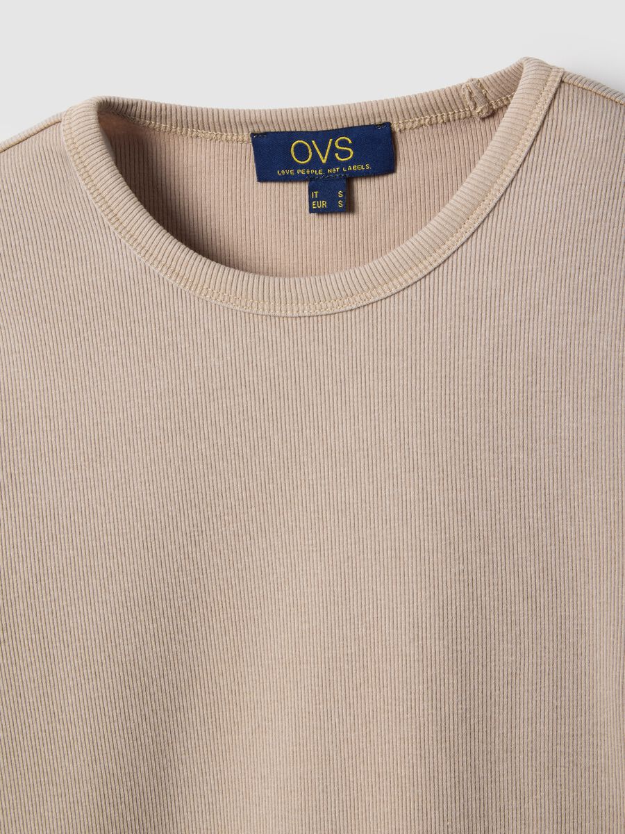 Maglia a maniche lunghe in cotone elasticizzato beige regular fit_5