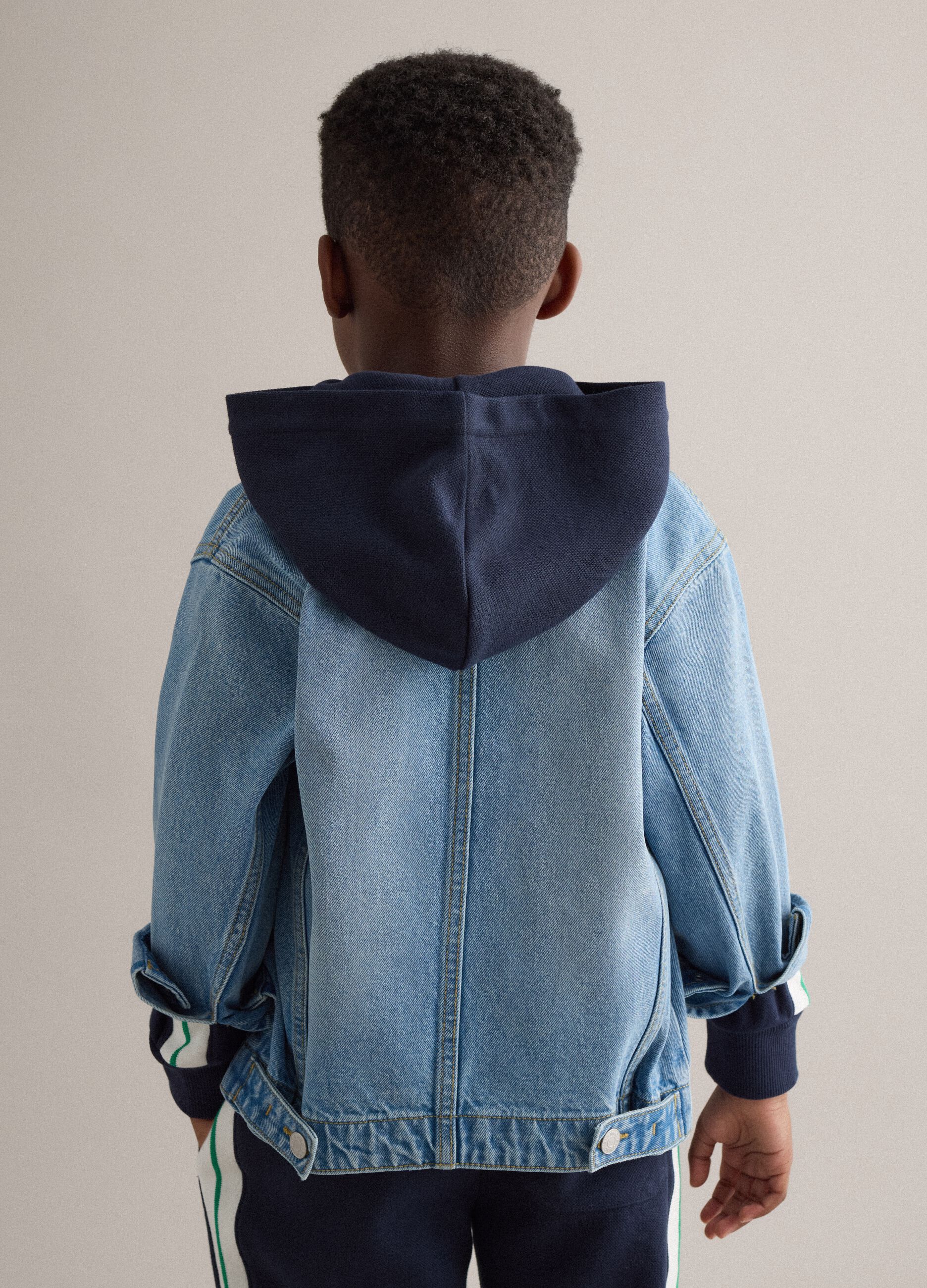 Child's regular fit blue denim pure cotton jacket