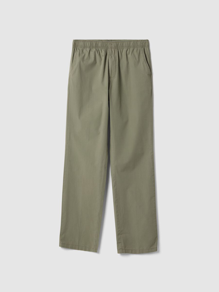 Green chino trousers in pure beige cotton regular fit_4