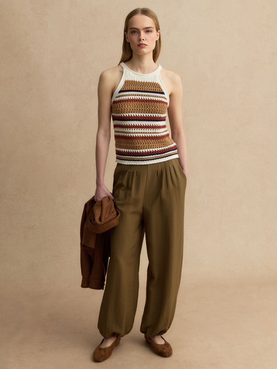Pantaloni jogger in misto viscosa verdi relaxed fit_0