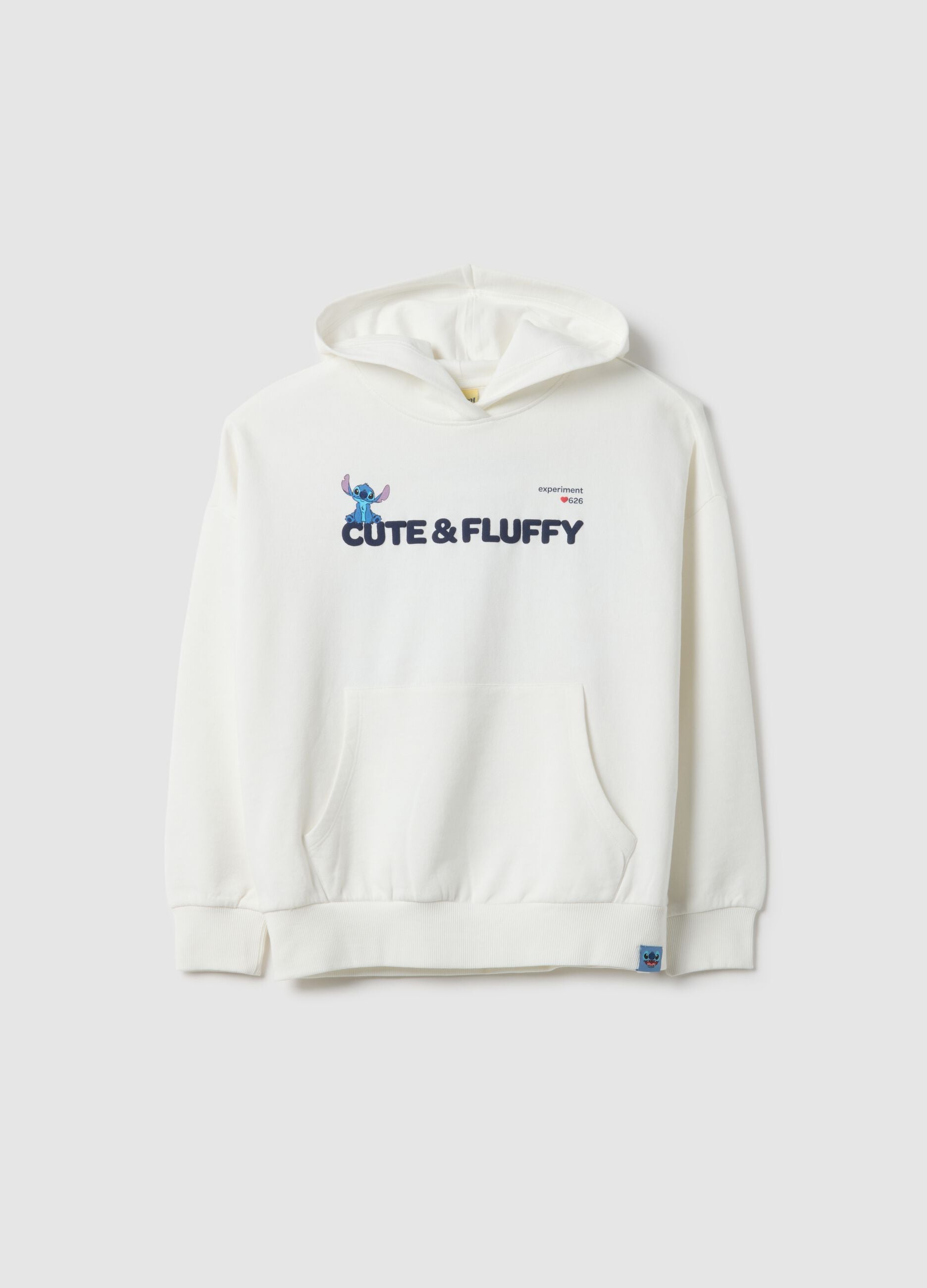 Girls' white hoodie in pure cotton, regular fit