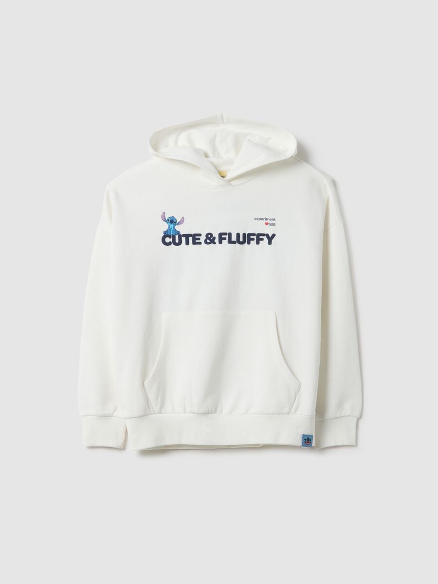 Girls' white hoodie in pure cotton, regular fit_0