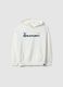 Girls' white hoodie in pure cotton, regular fit_0