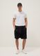 Black cotton-blend cargo pocket Bermuda shorts, relaxed fit_0