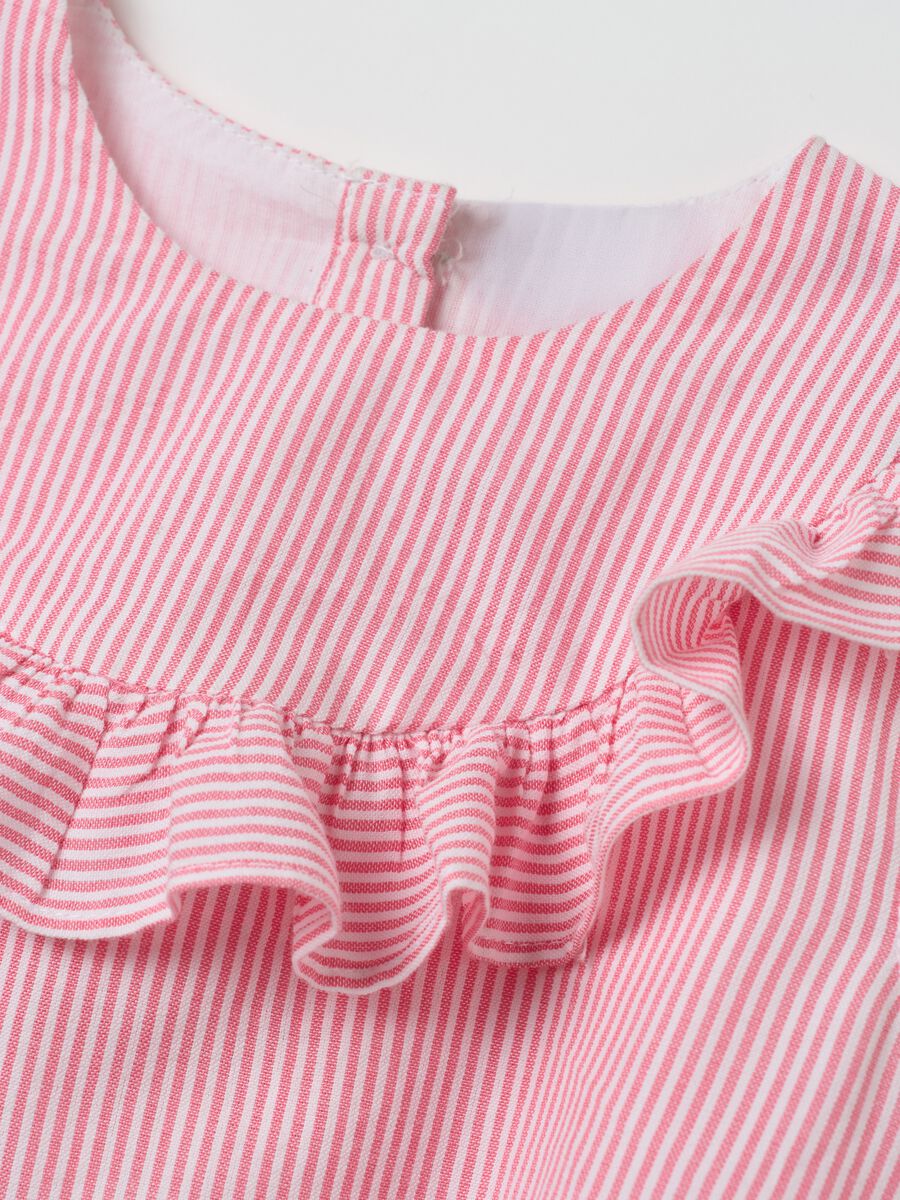 Girls&rsquo; pink regular fit dress in 100% cotton with flounce_2