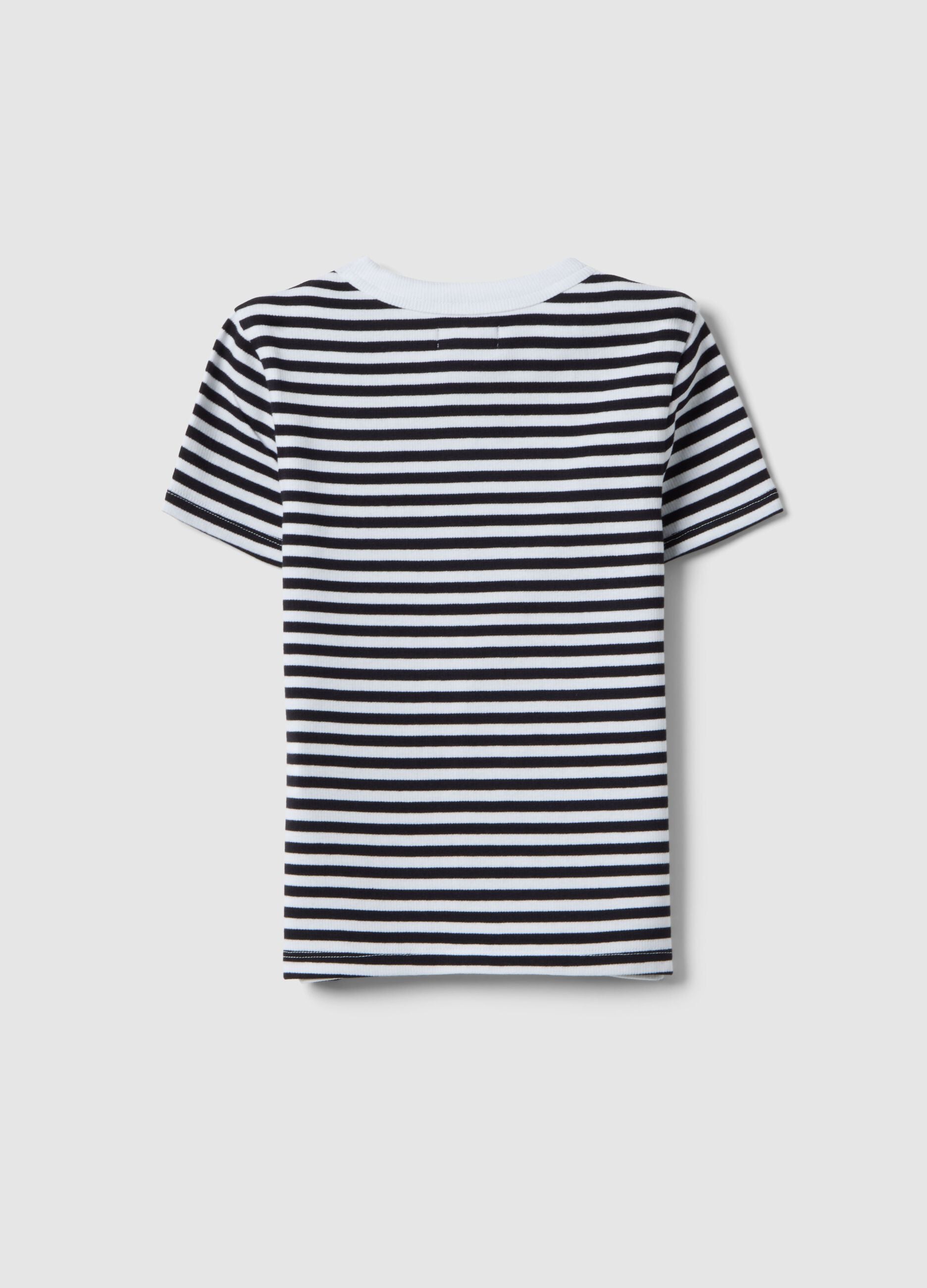 Slim fit multicolour striped stretch cotton girls' T-shirt